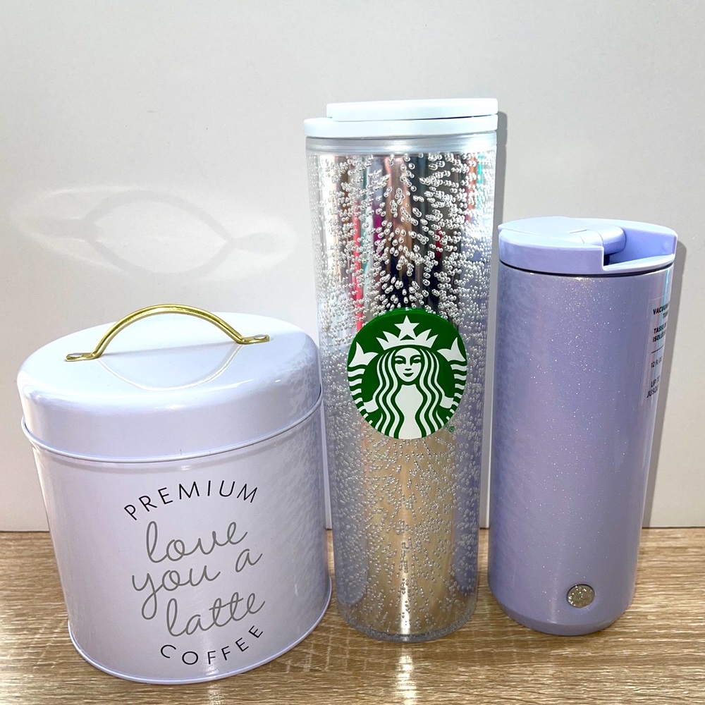 💜🤍Starbucks tumbler coffee cup set💜🤍 - Picture 2 of 3